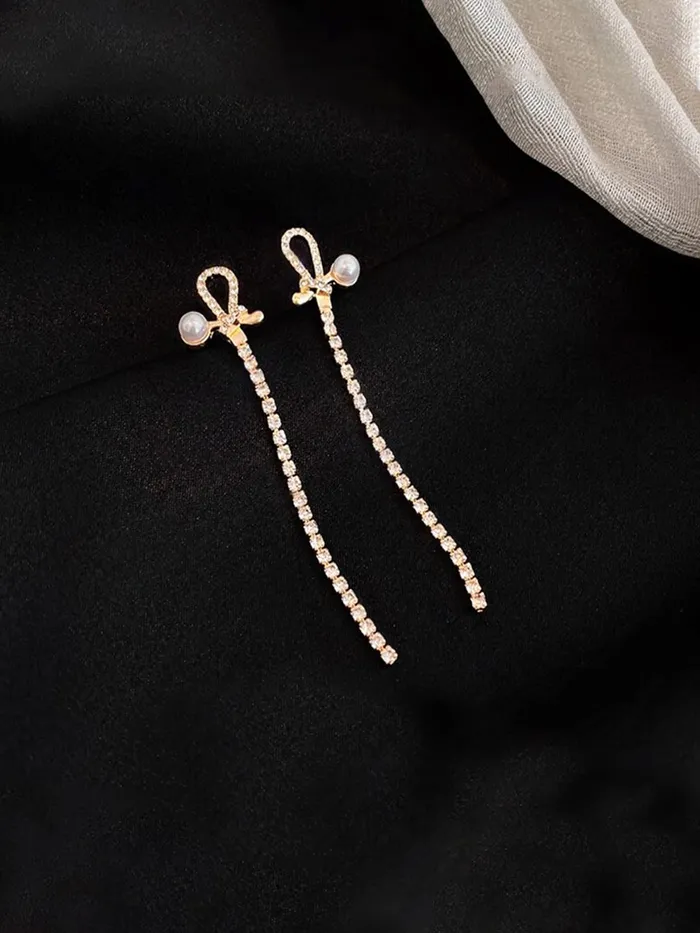 Bracelets Yellow Chimes Yellow Chimes Earrings for Women and Girls Pearl Dangler Gold Tone Pearl and Crystal Long Danglers Earrings Birthday Gift for girls and women Anniversary Gift for Wife