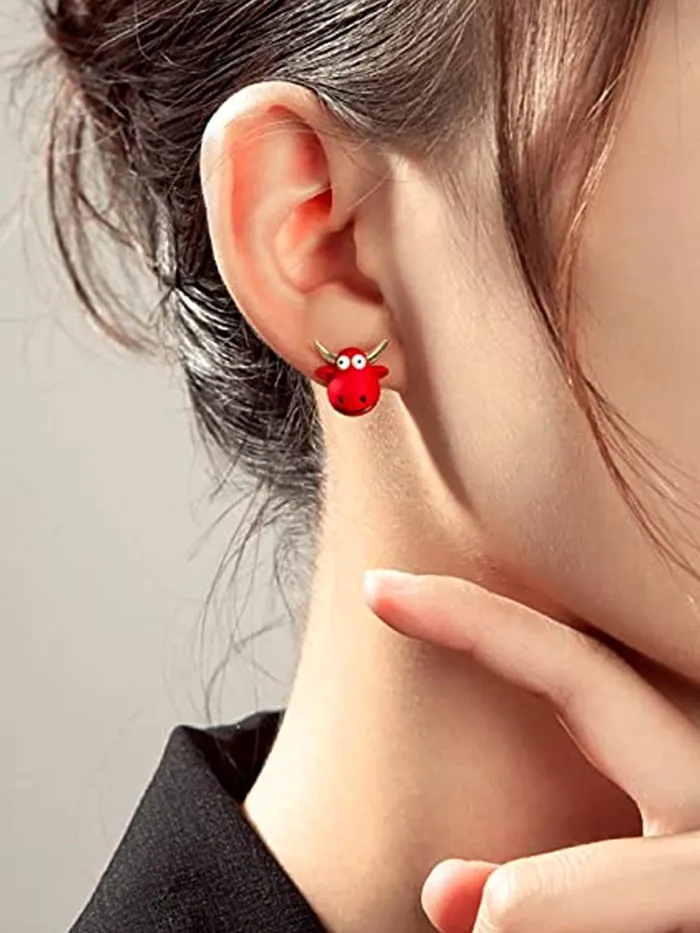 Bracelets Yellow Chimes Yellow Chimes Earrings for Women and Girls Studs for Girls Red Color Bull Face Designed Stud Earrings Birthday Gift for girls and women Anniversary Gift for Wife