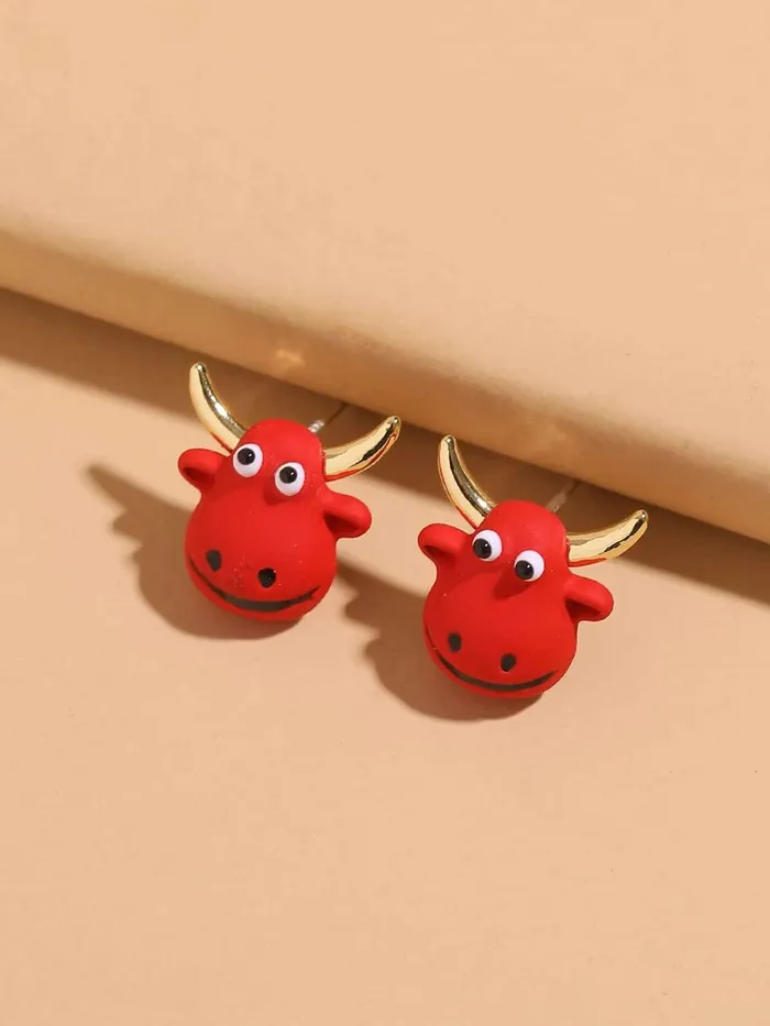 Bracelets Yellow Chimes Yellow Chimes Earrings for Women and Girls Studs for Girls Red Color Bull Face Designed Stud Earrings Birthday Gift for girls and women Anniversary Gift for Wife