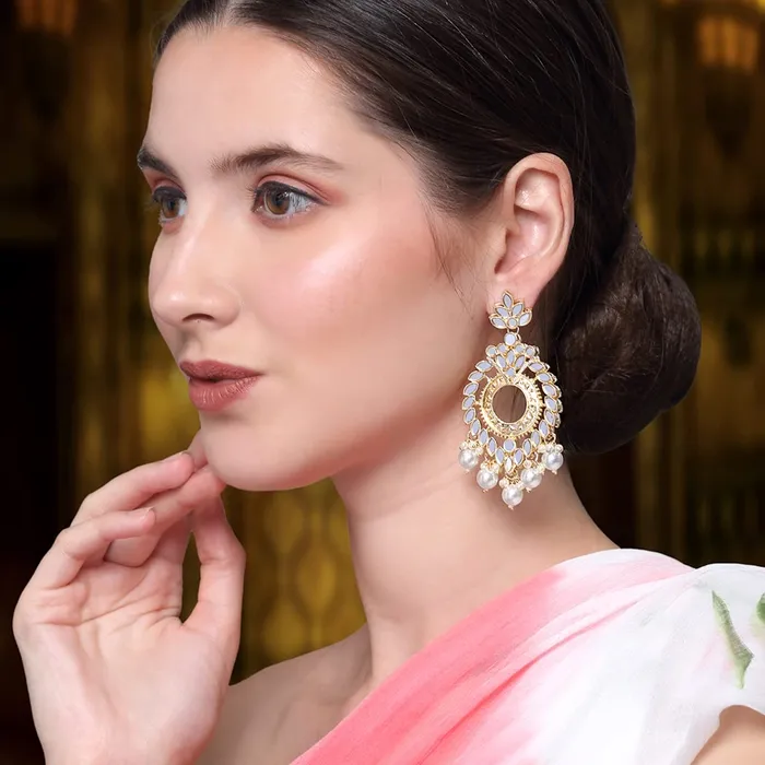 Bracelets Yellow Chimes Yellow Chimes Earrings for Women Oxidised Gold Plated Peacock Designed Crystal studded Beads Drop Chandbali Drop Earrings for Women and Girls ER 7