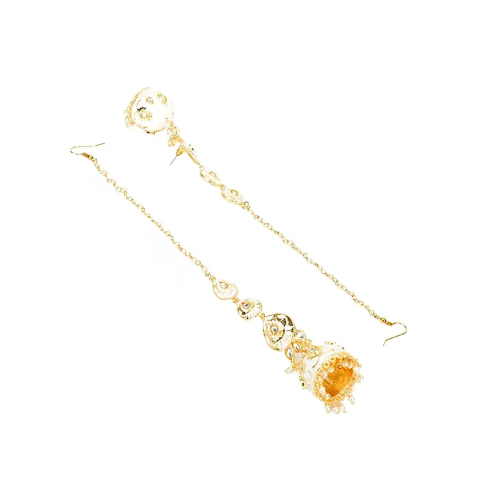 Bracelets Yellow Chimes Yellow Chimes Ethnic Gold Plated Kundan Studded White Meenakari Design Pearl Jhumka Earrings for Women and Girls Medium Model Number YCTJERMKRIJUMWH