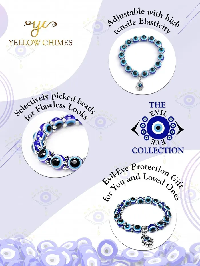 Bracelets Yellow Chimes Yellow Chimes Evil Eye Bracelet for Women Evil Eye Beads Studded Golden Kada Bracelet for Women and Girls