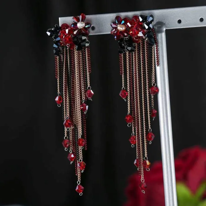 Bracelets Yellow Chimes Yellow Chimes Floral Design Onyx Red Long Dangle Earrings For Women Girls