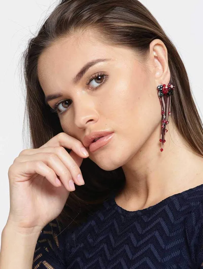 Bracelets Yellow Chimes Yellow Chimes Floral Design Onyx Red Long Dangle Earrings For Women Girls