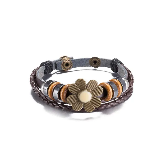 Bracelets Yellow Chimes Yellow Chimes Flower Charm Wrap Brown Bracelet For Women And Girls Bracelets Yellow Chimes Yellow Chimes Flower Charm Wrap Brown Bracelet For Women And Girls