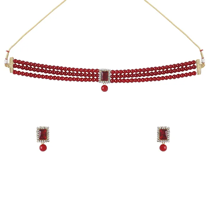 Bracelets Yellow Chimes Yellow Chimes Jewellery Set for Women and Girls Traditional Red Beads Choker Set for Women Gold Plated Choker Necklace Set Birthday Gift for girls women Anniversary Gift for Wife Bracelets Yellow Chimes Yellow Chimes Jewellery Set for Women and Girls Traditional Red Beads Choker Set for Women Gold Plated Choker Necklace Set Birthday Gift for girls women Anniversary Gift for Wife