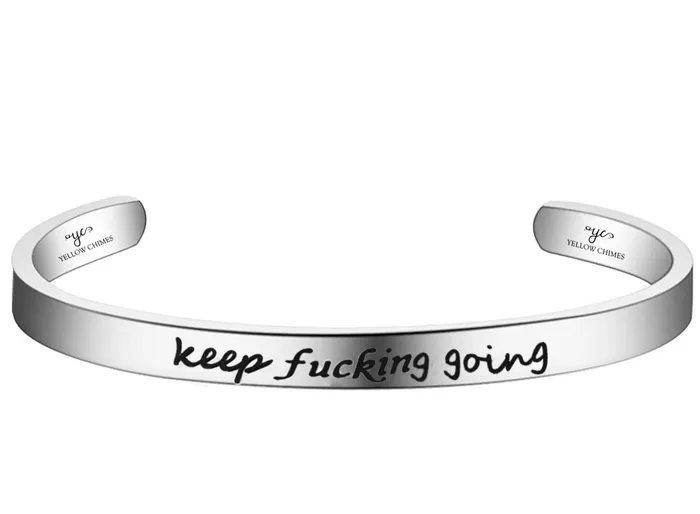 Bracelets Yellow Chimes Yellow Chimes Keep Fucking Going Unisex Inspirational Gifts Message Engraved Karma Band Bracelet Bangle Mirror Polish Stainless Steel for Women Men Bracelets Yellow Chimes Yellow Chimes Keep Fucking Going Unisex Inspirational Gifts Message Engraved Karma Band Bracelet Bangle Mirror Polish Stainless Steel for Women Men