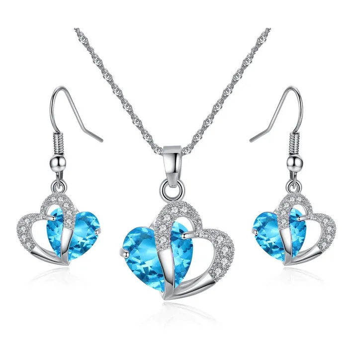 Bracelets Yellow Chimes Yellow Chimes Ocean Blue Heart Crystal Pendant Necklace Set for Women and Girls Bracelets Yellow Chimes Yellow Chimes Ocean Blue Heart Crystal Pendant Necklace Set for Women and Girls