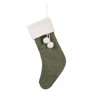 Candlewick Gift Shop Earrings Green Stocking wPom Poms