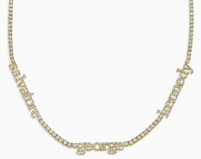 Carbon Hyde Necklaces 14K Gold Custom Nameplate Tennis Necklace