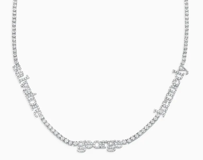 Carbon Hyde Necklaces 14K Gold Custom Nameplate Tennis Necklace