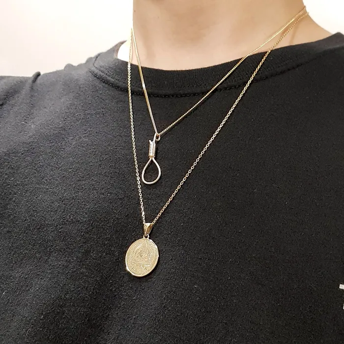 carre dor Necklaces 14k 18k gold noose necklace pendant 1 for women and men