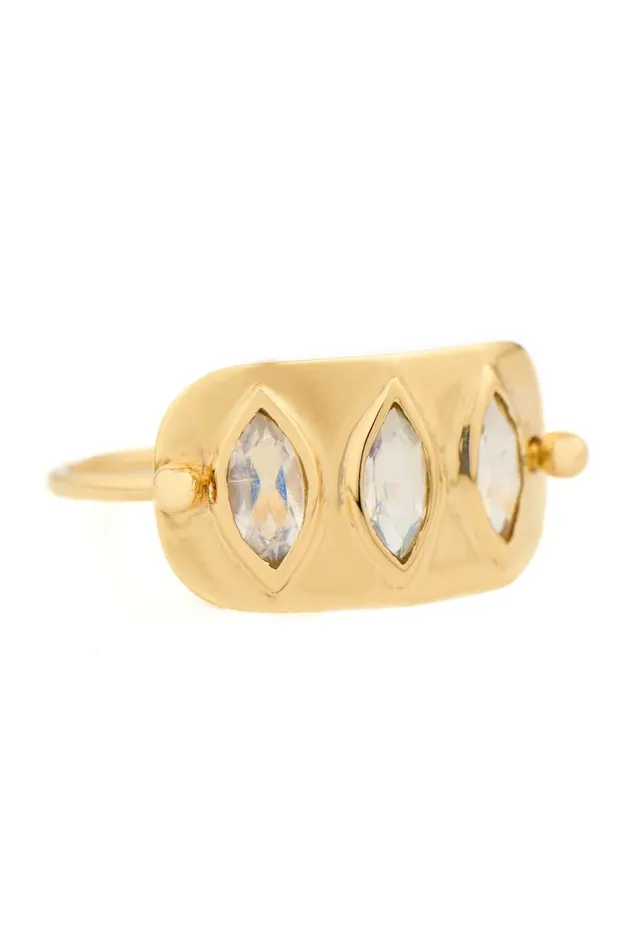 Celine Daoust Rings TRIPLE MARQUISE MOONSTONES PLATE RING