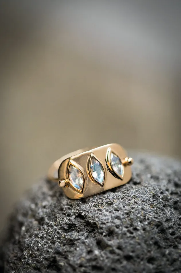 Celine Daoust Rings TRIPLE MARQUISE MOONSTONES PLATE RING Celine Daoust Rings TRIPLE MARQUISE MOONSTONES PLATE RING