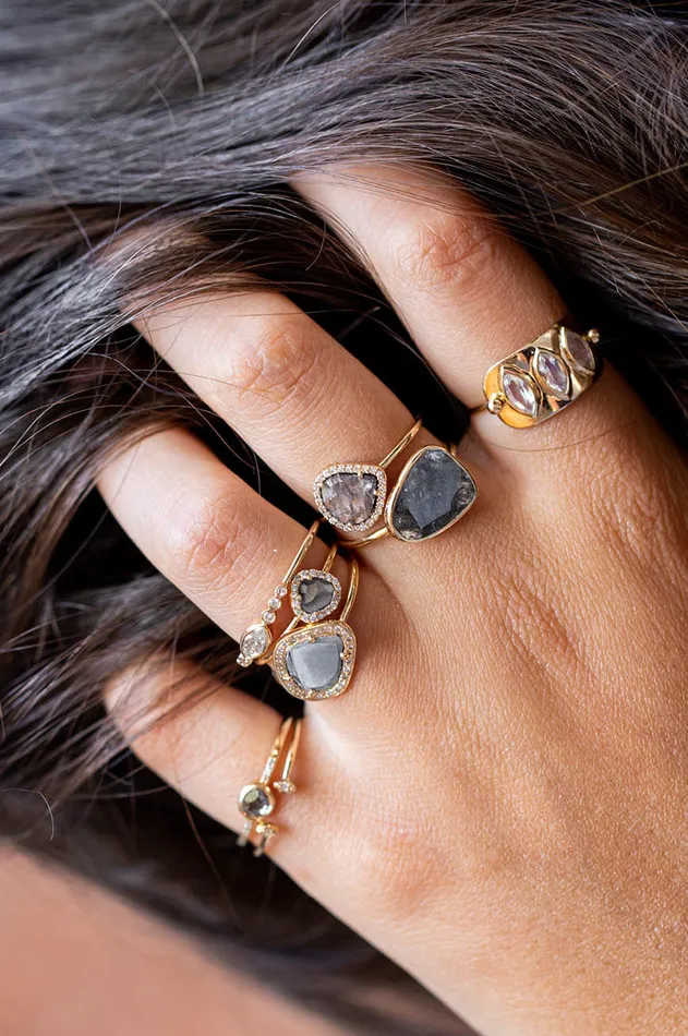 Celine Daoust Rings TRIPLE MARQUISE MOONSTONES PLATE RING Celine Daoust Rings TRIPLE MARQUISE MOONSTONES PLATE RING