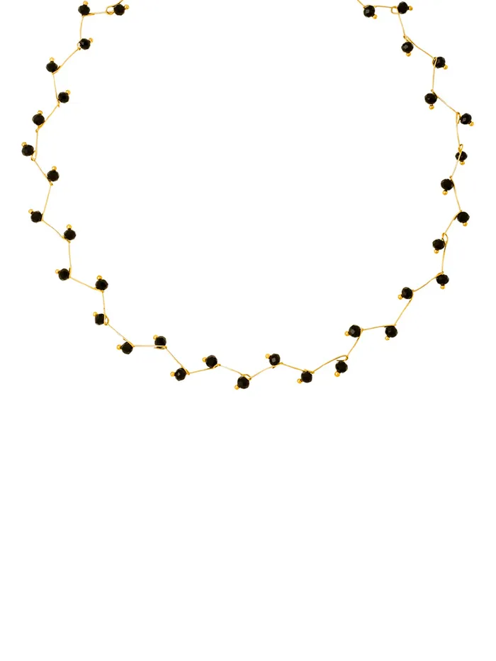 Choker Necklace Fashion Neck Chain with Black Stone Studs Gift for Women 29cm Gold Plated Yellow Chimes Bracelets Choker Necklace Fashion Neck Chain with Black Stone Studs Gift for Women 29cm Gold Plated Yellow Chimes Bracelets