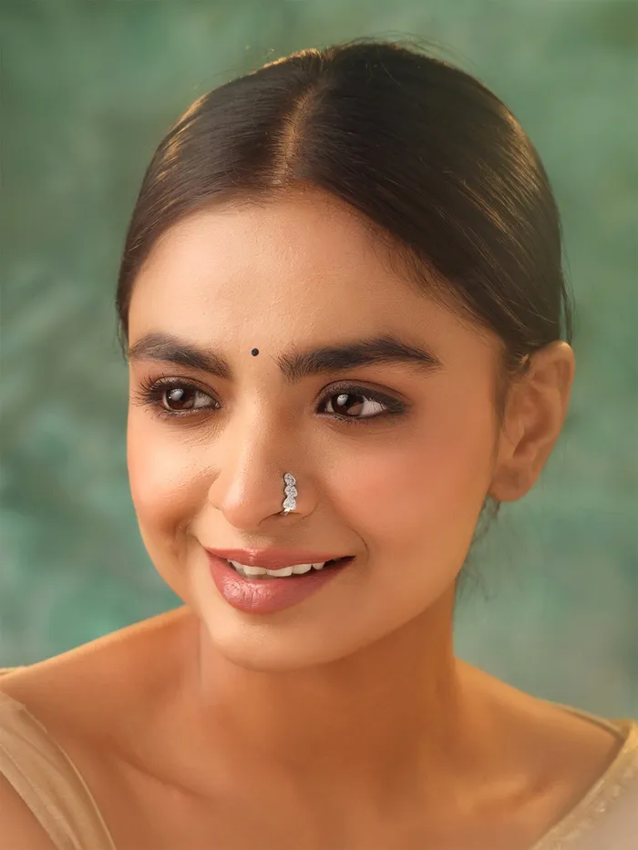 Combo Set of 3 Multicolor American Diamond Nose Pins No Piercing Traditional Style 15 cm Yellow Chimes Earrings