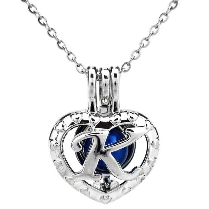 CPSP164K Necklaces Cage Pendant Silver Plated Letter K