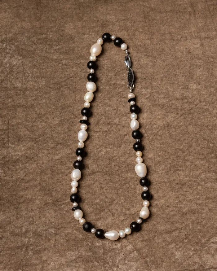 CUN Laina Grand Ebony Pearl Beaded Necklace Necklaces