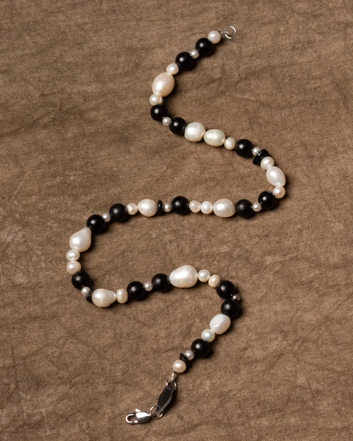 CUN Laina Grand Ebony Pearl Beaded Necklace Necklaces