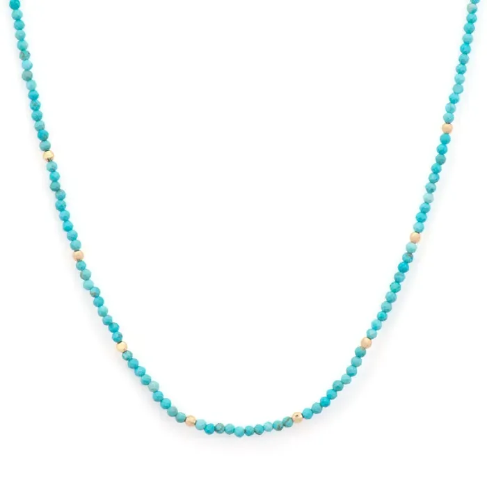 Delicate Turquoise Beaded Chain Three Stories Jewelry Necklaces