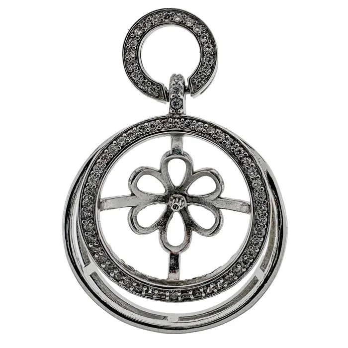 DIY Mount Pendant 925 Sterling Silver Dual Ring Halo Pendant MPST011 Rings