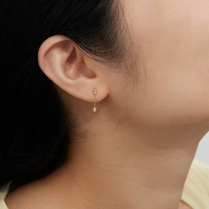 Earrings AURELIE GI DEWDROP Pear and Round White Sapphire Drop Stud Earring
