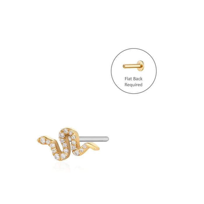 Earrings AURELIE GI NEFERTITI Diamond Snake Threadless Flatback Earring