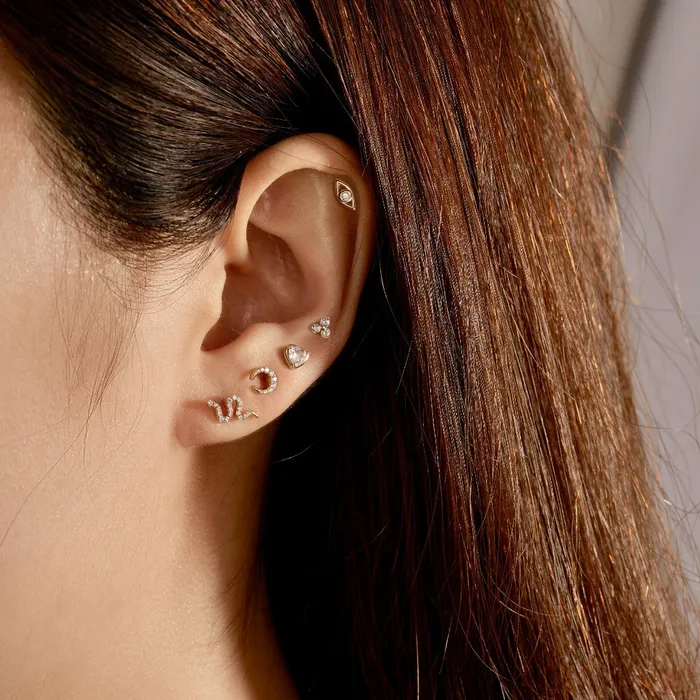 Earrings AURELIE GI NEFERTITI Diamond Snake Threadless Flatback Earring