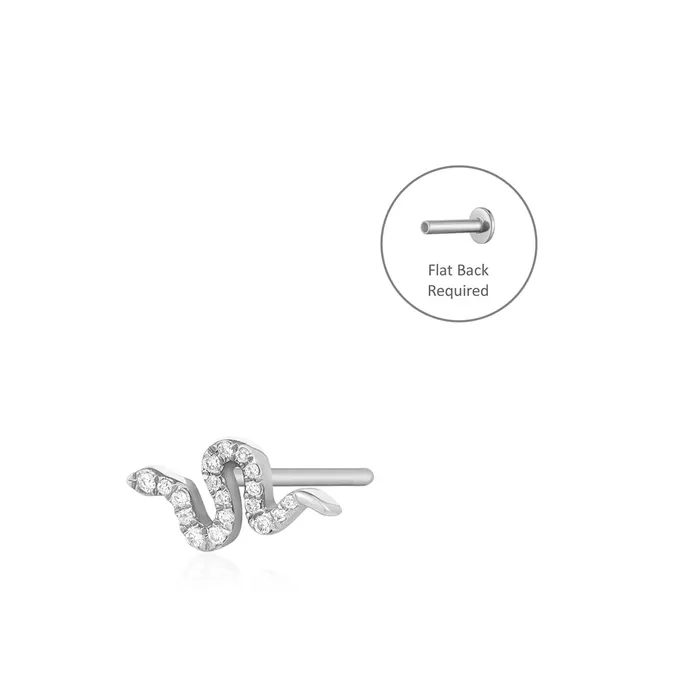 Earrings AURELIE GI NEFERTITI Diamond Snake Threadless Flatback Earring