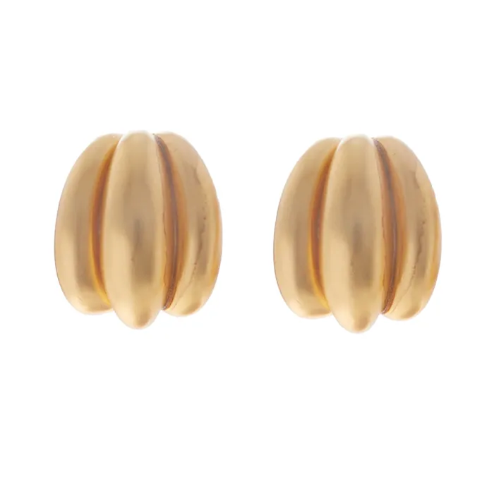 Earrings BenAmun Grooved Gold Clip on Earrings