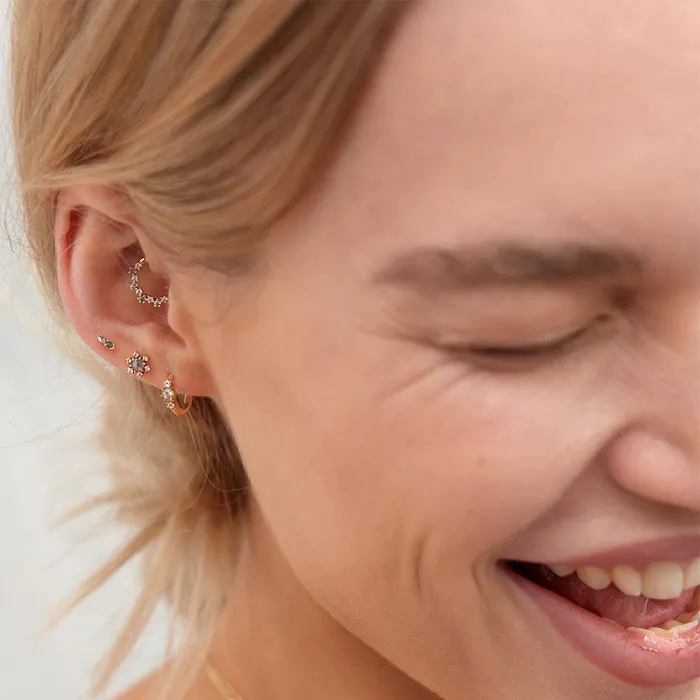 Earrings CHANI Grey Diamond and White Sapphire Huggie Hoop AURELIE GI
