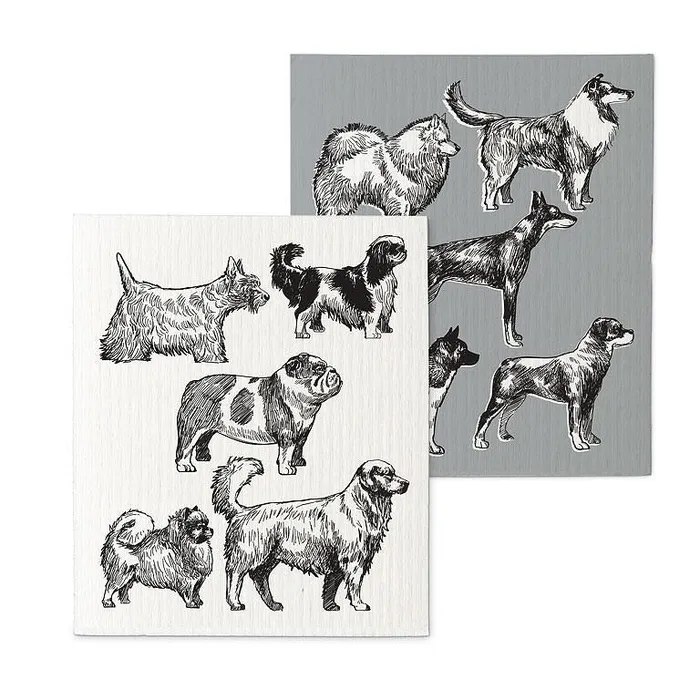 Earrings Dog Sketch Dishcloths Set2 Abbott