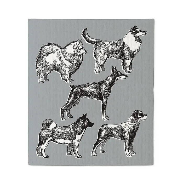 Earrings Dog Sketch Dishcloths Set2 Abbott