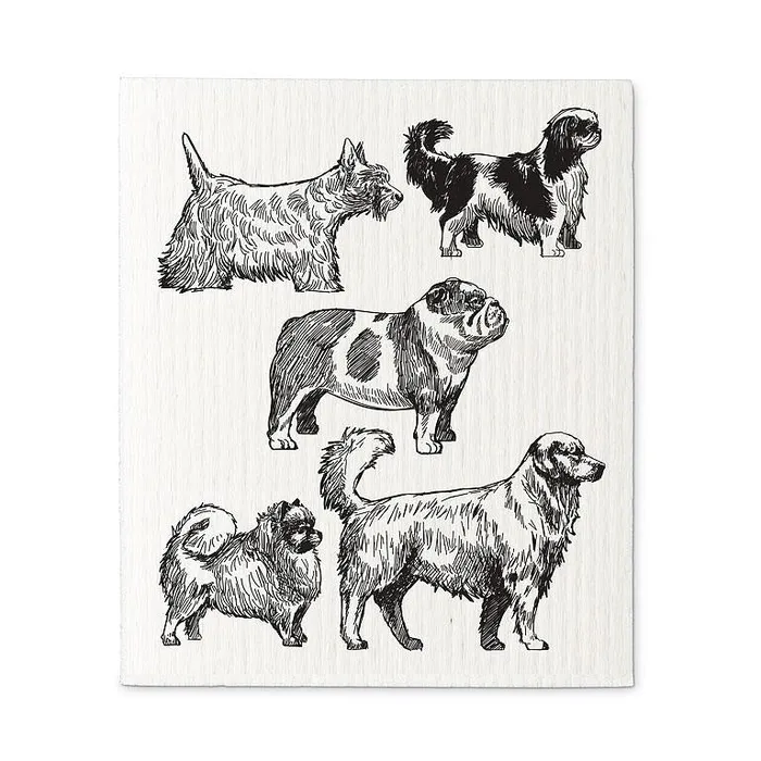 Earrings Dog Sketch Dishcloths Set2 Abbott