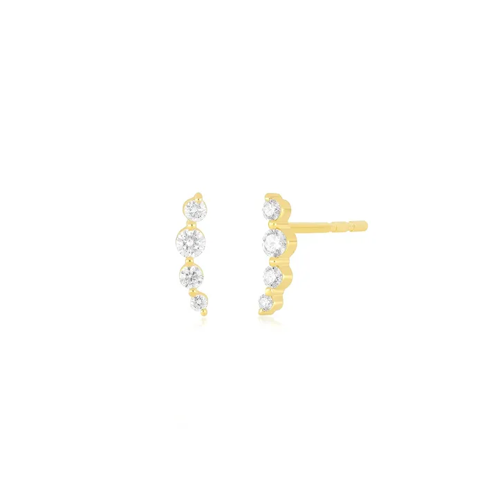 Earrings ef collection Prong Set Diamond Arc Stud Earring