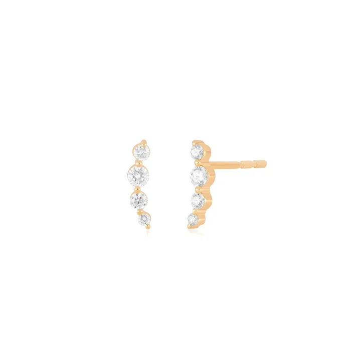 Earrings ef collection Prong Set Diamond Arc Stud Earring