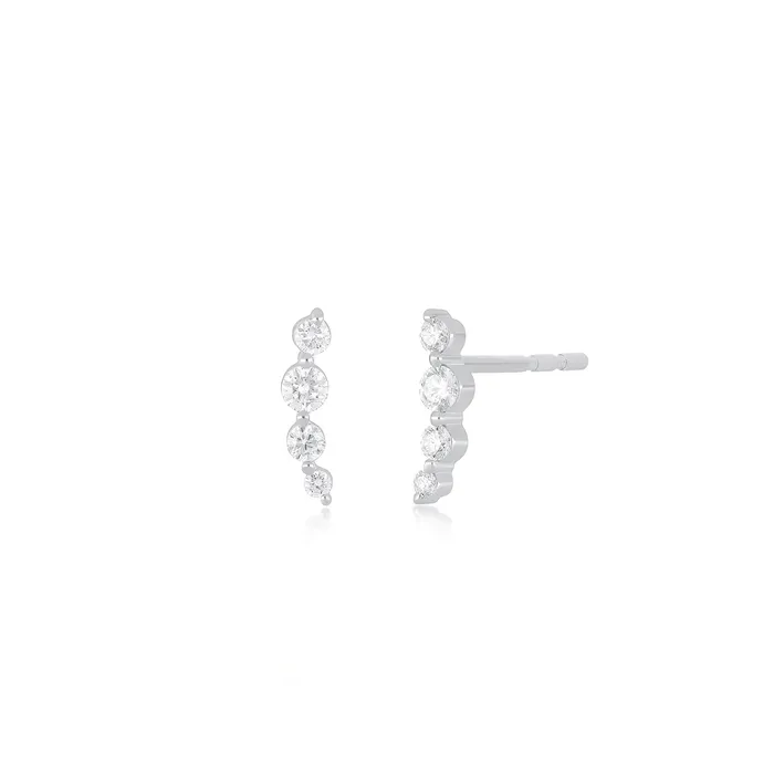 Earrings ef collection Prong Set Diamond Arc Stud Earring