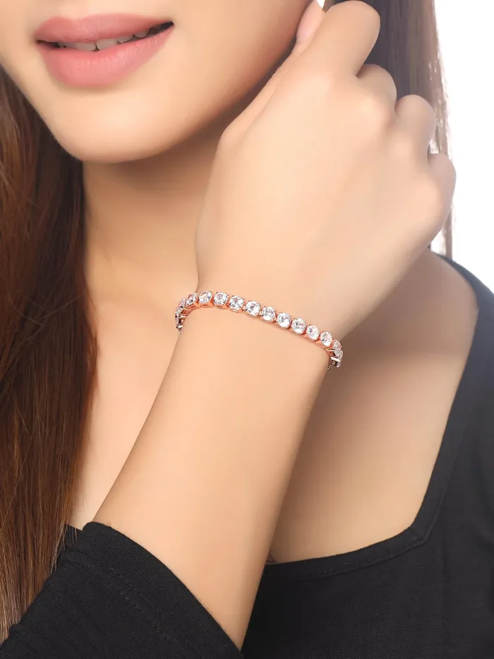 Earrings Kairangi Kairangi Bracelet for Women and Girls Rosegold Crystal Bracelets for Women and Girls Adjustable Chain Bracelet for Girls Birthday Gift For girls women Anniversary Gift for Wife