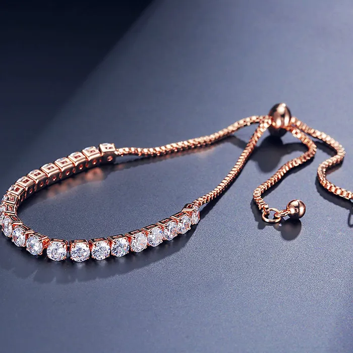 Earrings Kairangi Kairangi Bracelet for Women and Girls Rosegold Crystal Bracelets for Women and Girls Adjustable Chain Bracelet for Girls Birthday Gift For girls women Anniversary Gift for Wife