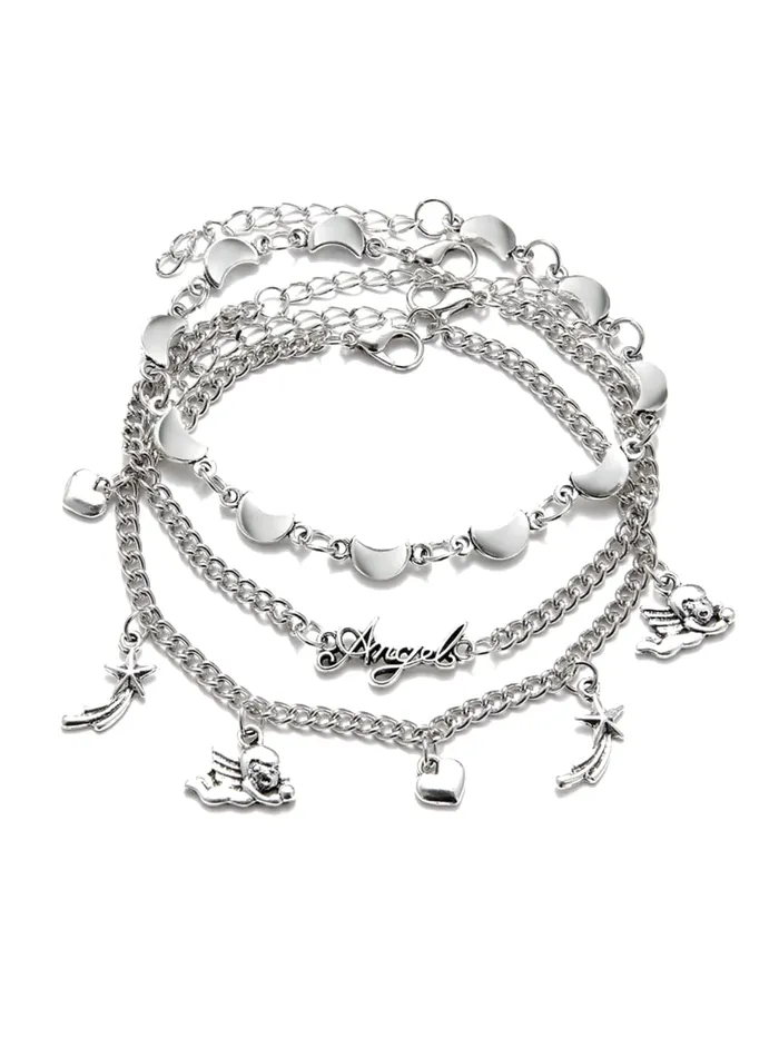 Earrings Kairangi Kairangi Combo Bracelets for Women 3 Pcs MultiLayer Silver Plated Stack Bracelet Set For Women and Girls