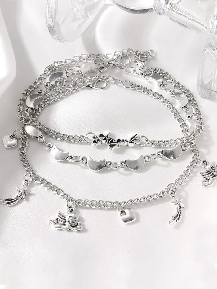 Earrings Kairangi Kairangi Combo Bracelets for Women 3 Pcs MultiLayer Silver Plated Stack Bracelet Set For Women and Girls