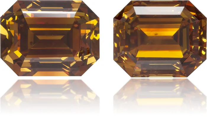 Earrings Langerman Diamonds Natural Orange Diamond Rectangle 191 ct set