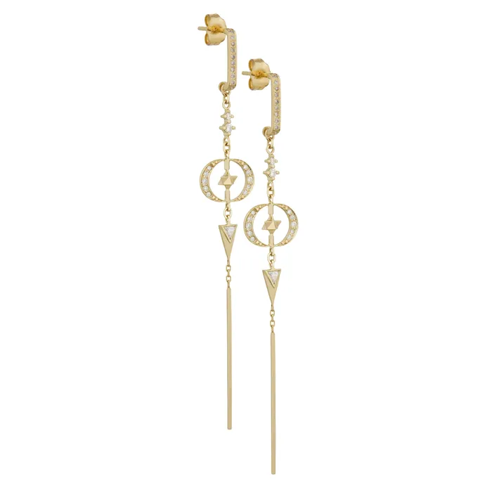 Earrings Moon Diamonds Merkabah Long Earrings Celine Daoust