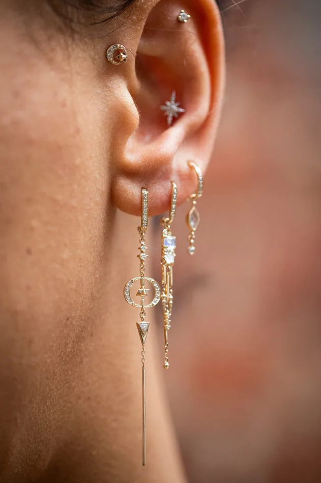 Earrings Moon Diamonds Merkabah Long Earrings Celine Daoust