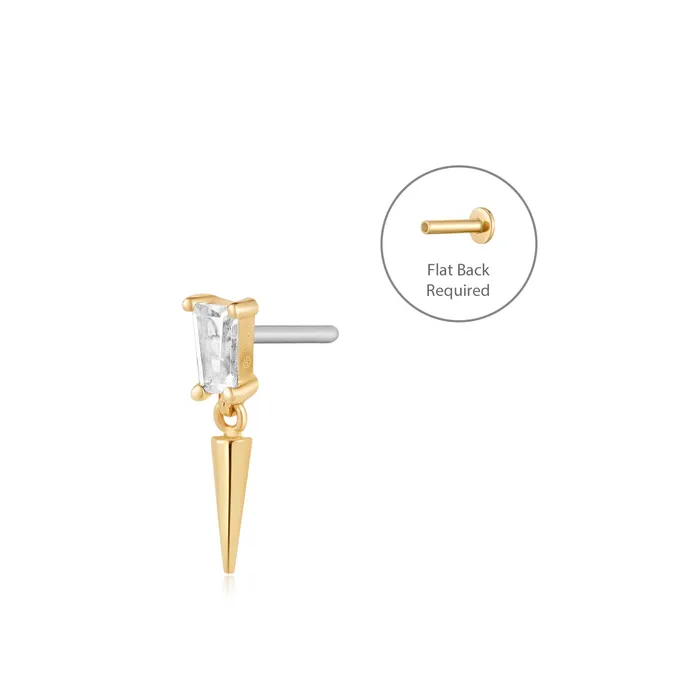 Earrings PEYTON White Sapphire Threadless Flatback Earring AURELIE GI