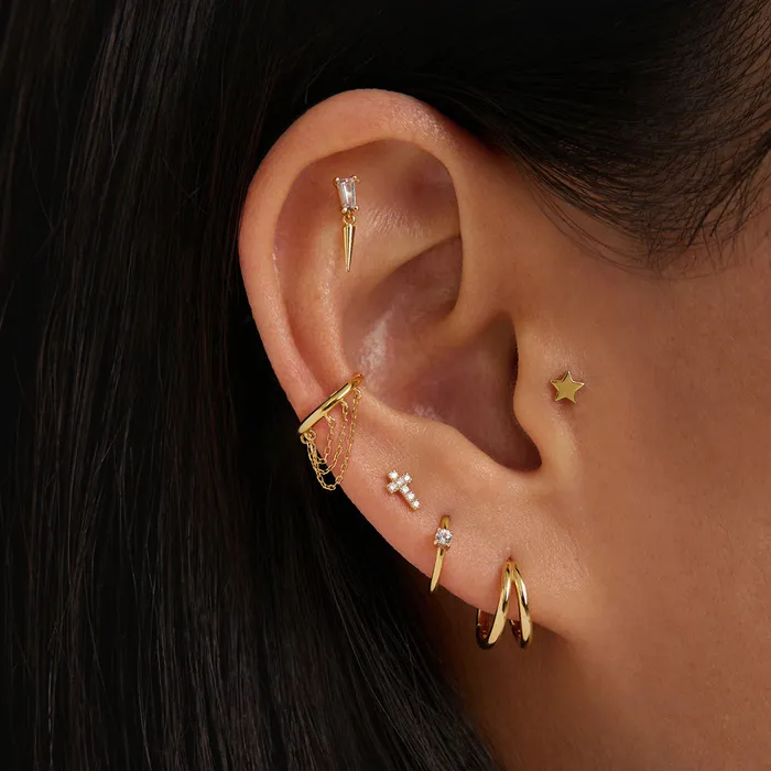 Earrings PEYTON White Sapphire Threadless Flatback Earring AURELIE GI