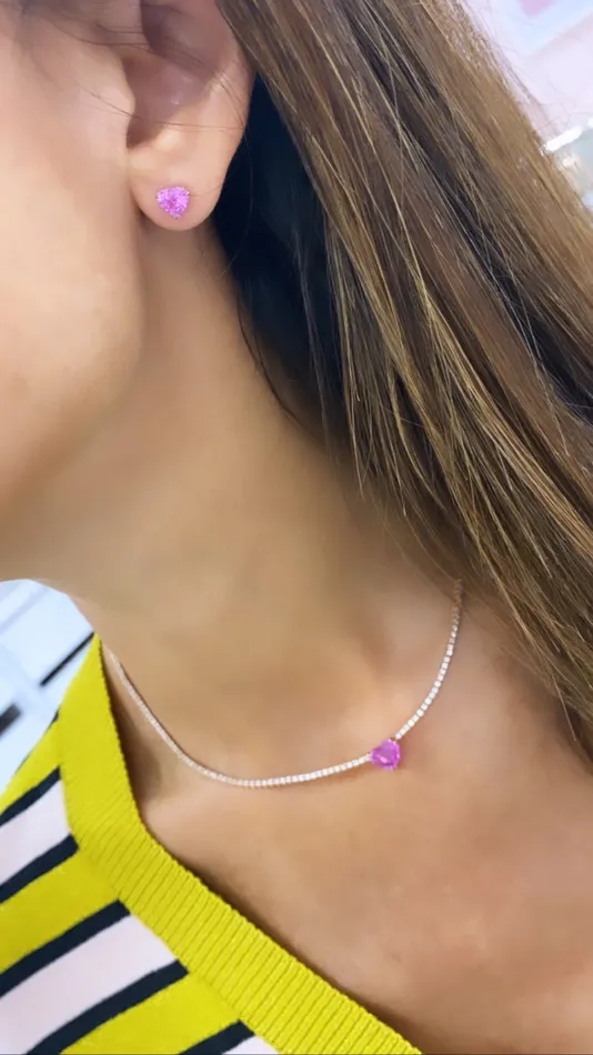 Earrings Pink Sapphire Heart Stud Earrings Millo Jewelry