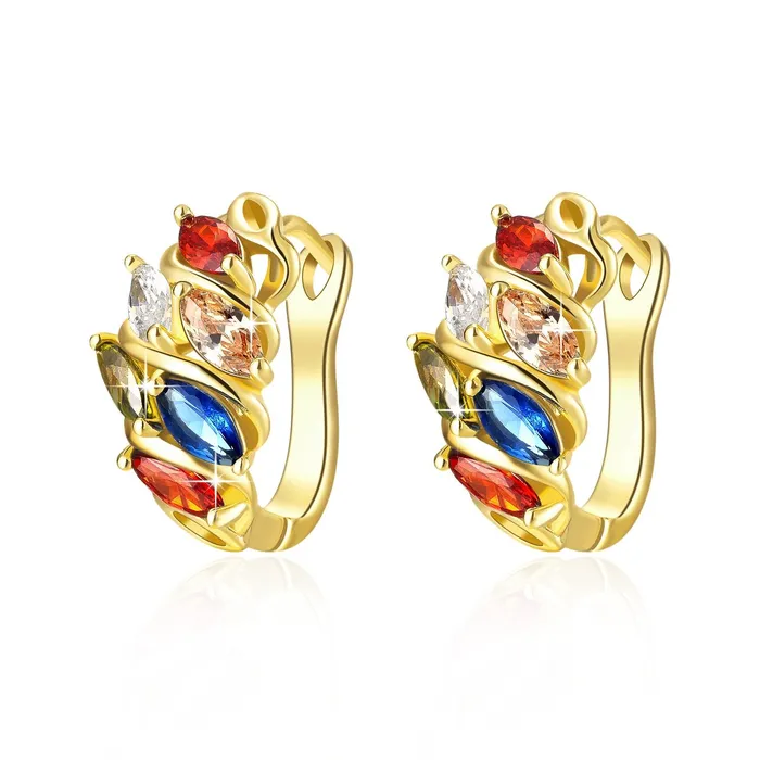 Earrings Sparkling Colors Flowerets Swiss Cubic Zirconia 18K Gold Plated ClipOn Earrings for Girls and Women by YELLOW CHIMES Yellow Chimes