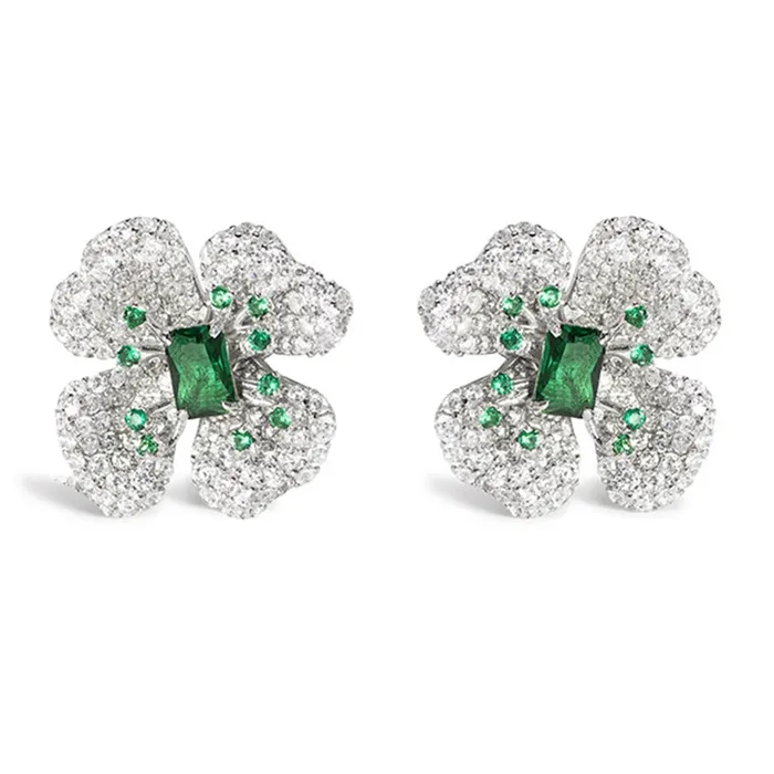 Earrings Sparkling Emerald Flower Ear Stud Earrings Fine Emerald Jewelry Metamorphidi Earrings Sparkling Emerald Flower Ear Stud Earrings Fine Emerald Jewelry Metamorphidi